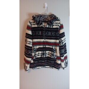 Billabong Cozy For Keeps Mulicolor 1/4 Zip Sherpa Pullover Sz Medium